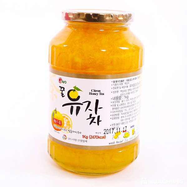 Mật ong chanh đào Hàn Quốc Nắp Vàng 1kg vị thơm thanh mát
