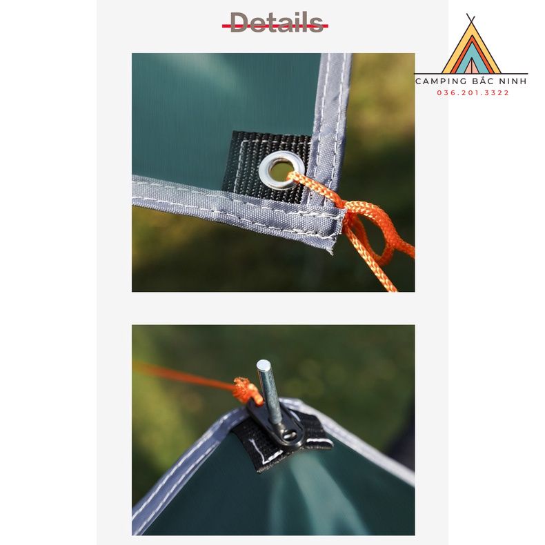 Tarp che mưa, Tấm tăng che mưa, nắng khi đi cắm trại dã ngoại 3mx3m