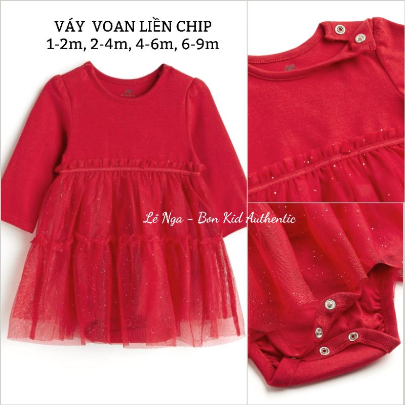 Váy cotton voan liền chip HM US sz 1-2m, 2-4m, 4-6m, 6-9m