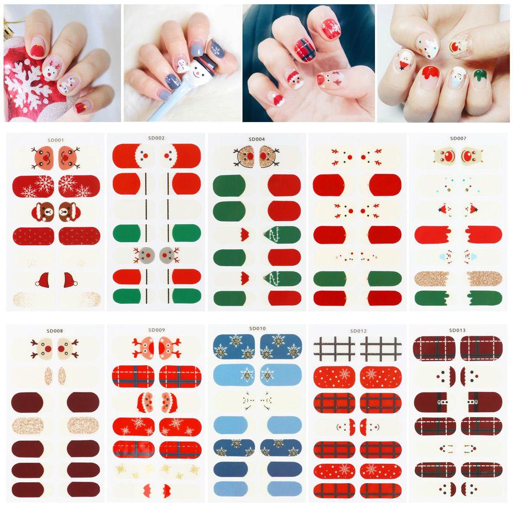 DIACHAVN Sticker Dán Móng Chống Thấm Nước Họa Tiết Hoạt Hình Phong Cách Giáng Sinh