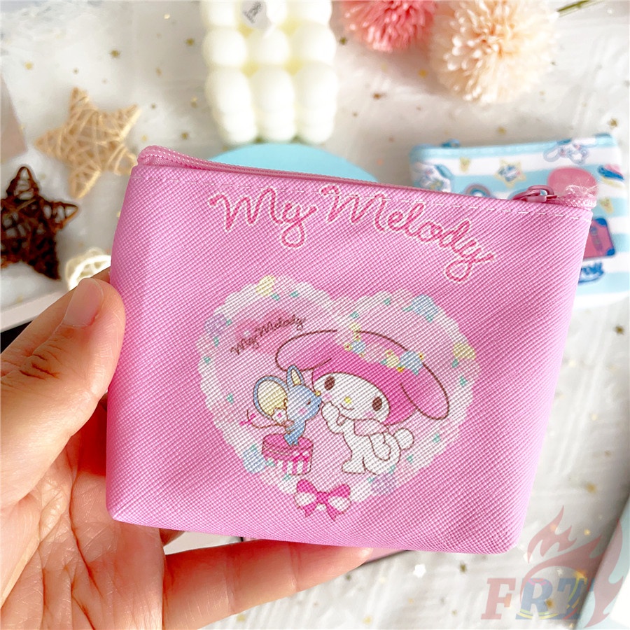 ❀ Ví Tiền Xu Sanrio ❀ 1 Ví Đựng Tiền Xu Bằng Da PU Hình Hello Kitty Kuromi Melody Cinnamonroll