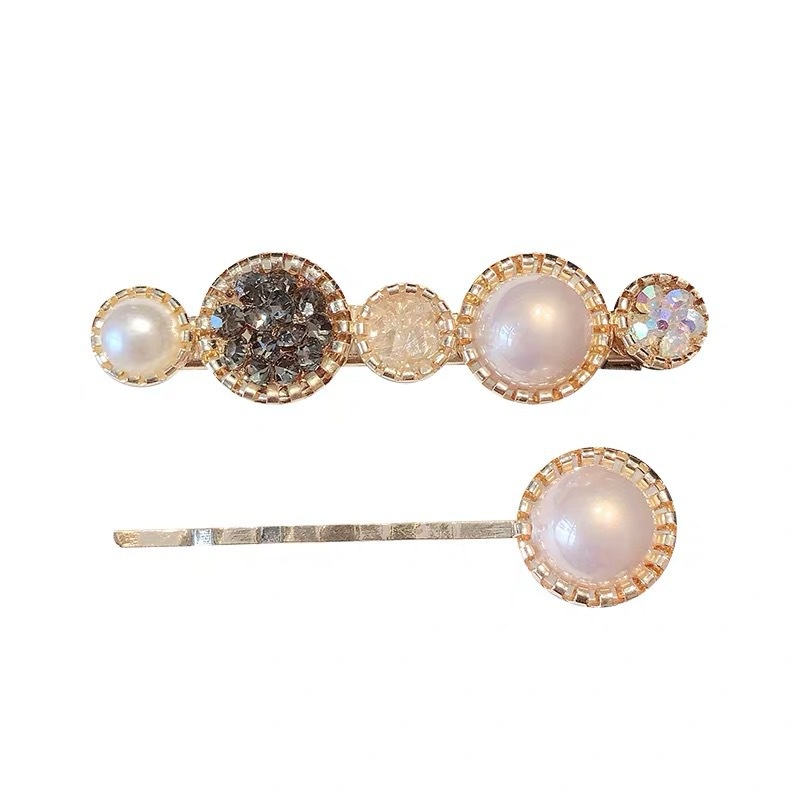 Kẹp Tóc Thẳng Đính Đá / Ngọc Trai Nhân Tạo Phong Cách Hàn Quốc