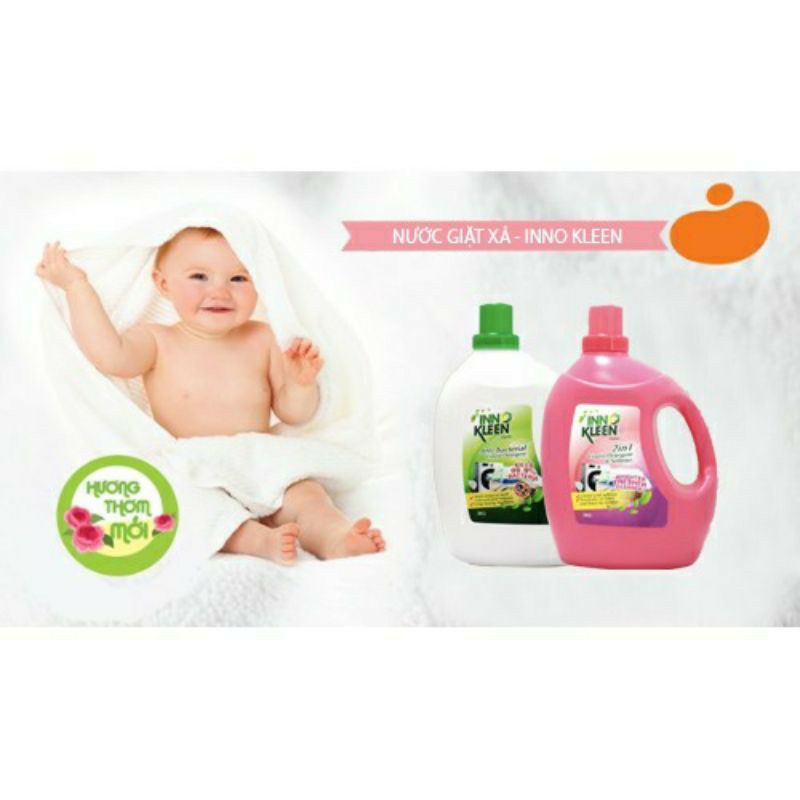 [Tặng Quà] Combo 2 chai Nước giặt xả 2 trong 1 trắng sáng, giữ bền màu và sạch khuẩn INNOKLEEN 3 lít