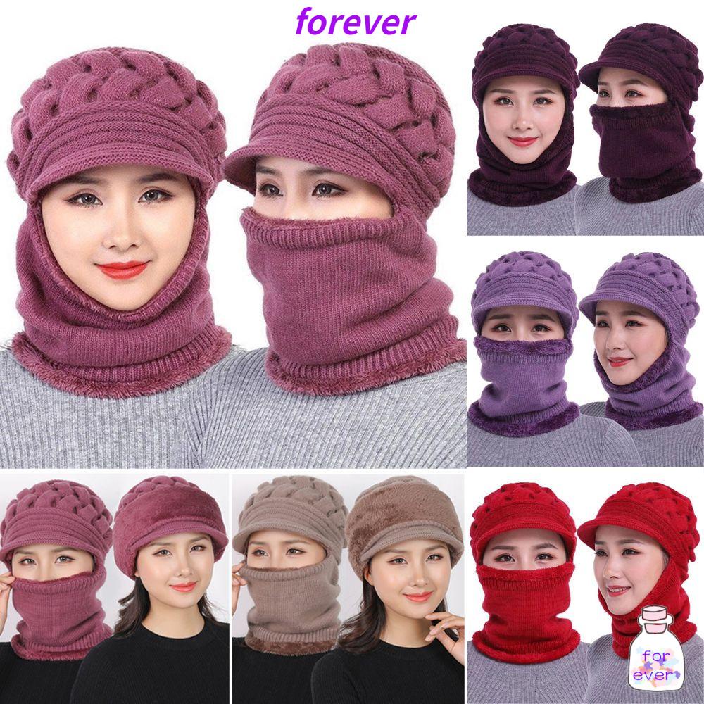 Forever Mũ Len Lót Nhung Dày Dặn Giữ Ấm Chống Gió Mùa Đông Nhiều Màu Sắc Cho Nữ