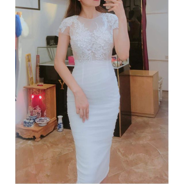 Váy ôm body đính hoa nổi _ hàng thiết kế cao cấp