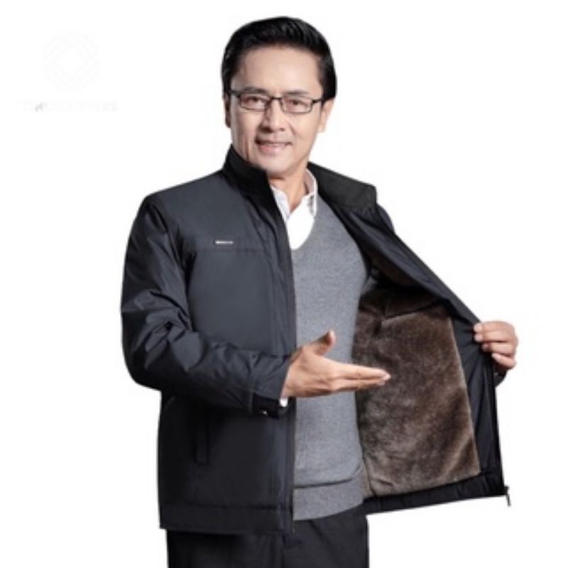Áo phao nam trung tuổi lót lông có túi ngực siêu ấm