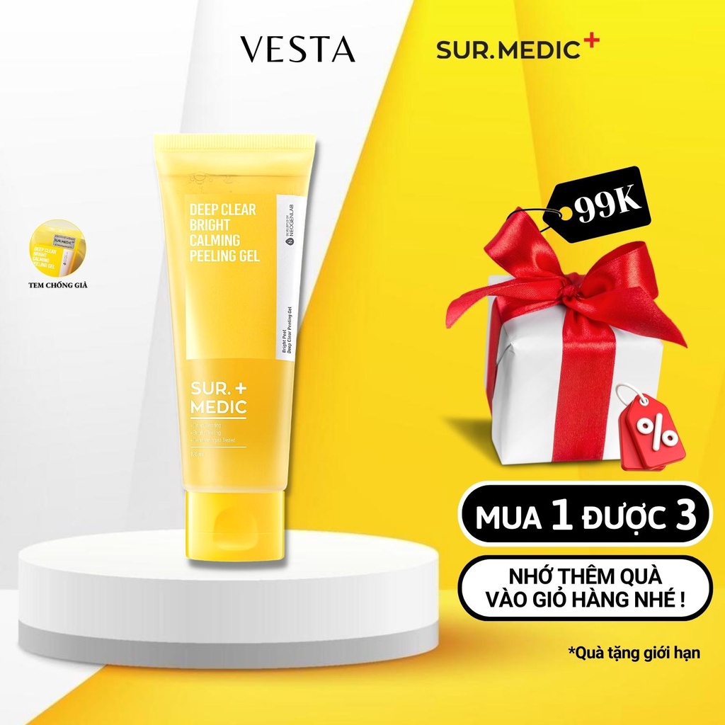 Tẩy Tế Bào Chết Sur Medic Deep Clear Bright Calming Peeling Gel Làm Sáng Da Dạng Gel 120ml