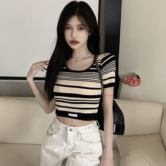 Áo Thun NgắN Tay Kẻ SọC Đơn GiảN Cho Nữ JL-TX-259