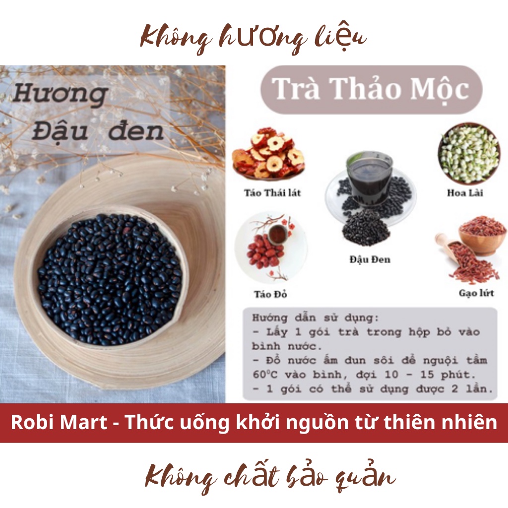 Set 30 gói trà gạo lứt thảo mộc Robimart - Tặng bình thủy tinh 500ml