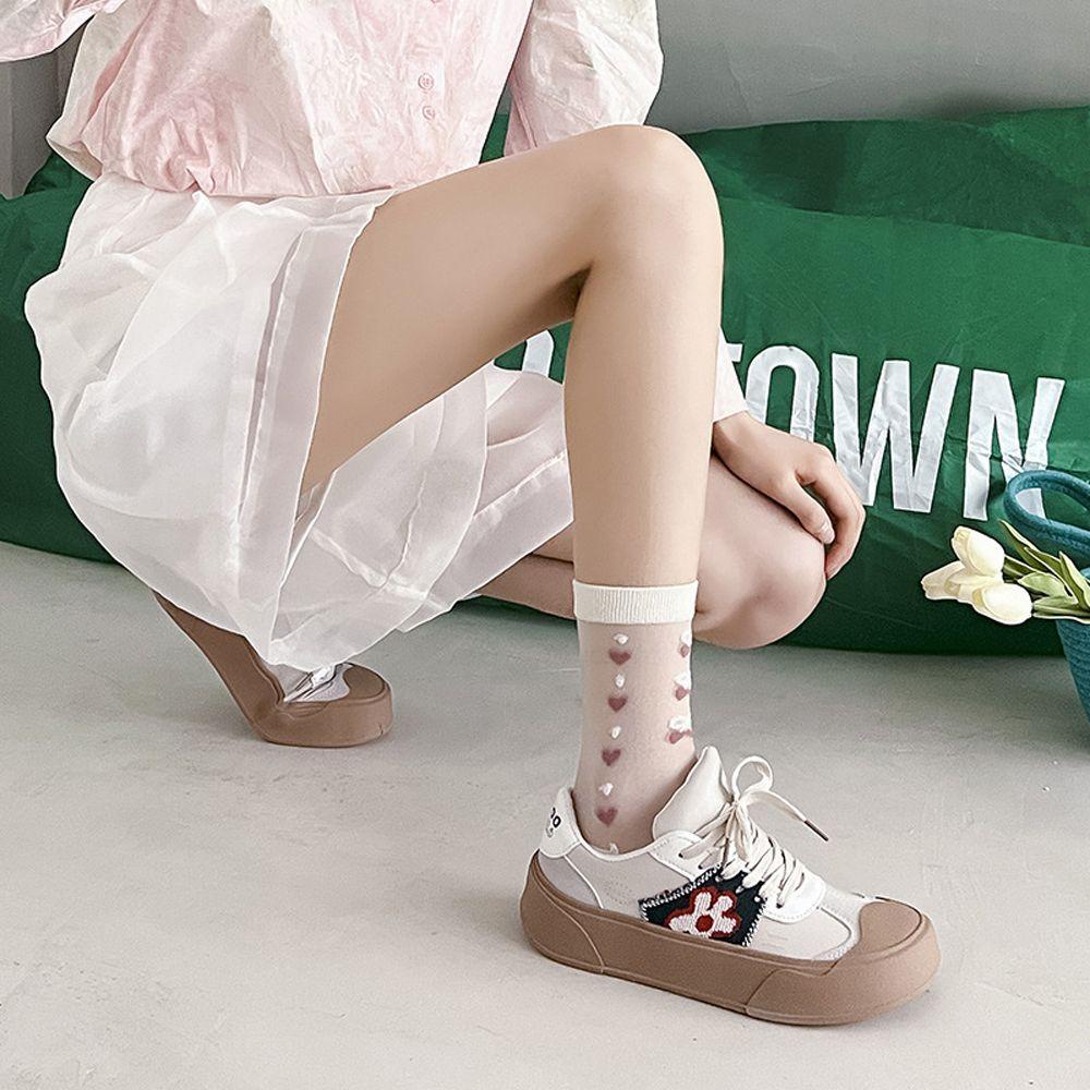 Vớ Ống Trung Bình Họa Tiết Chấm Bi Trong Suốt Phong Cách Hàn Quốc Dễ Thương Thời Trang Mùa Hè