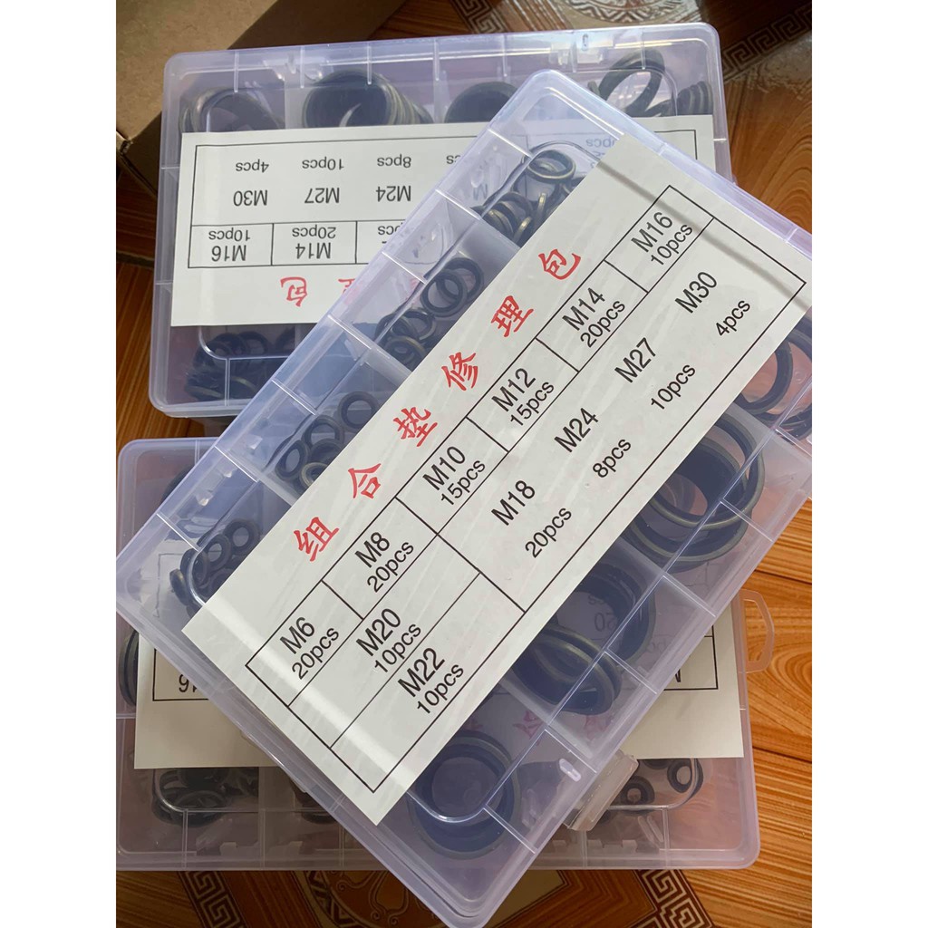 Hộp long đền thép lõi cao su 162 chi tiết