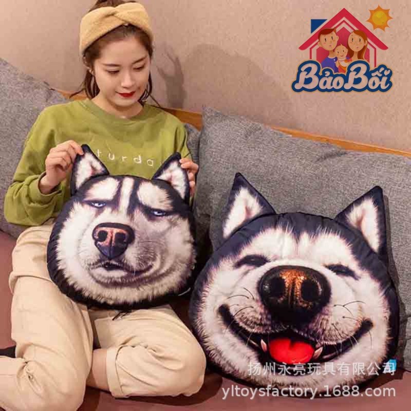 ❤️Freeship❤️ Gối mền hình husky 2in1