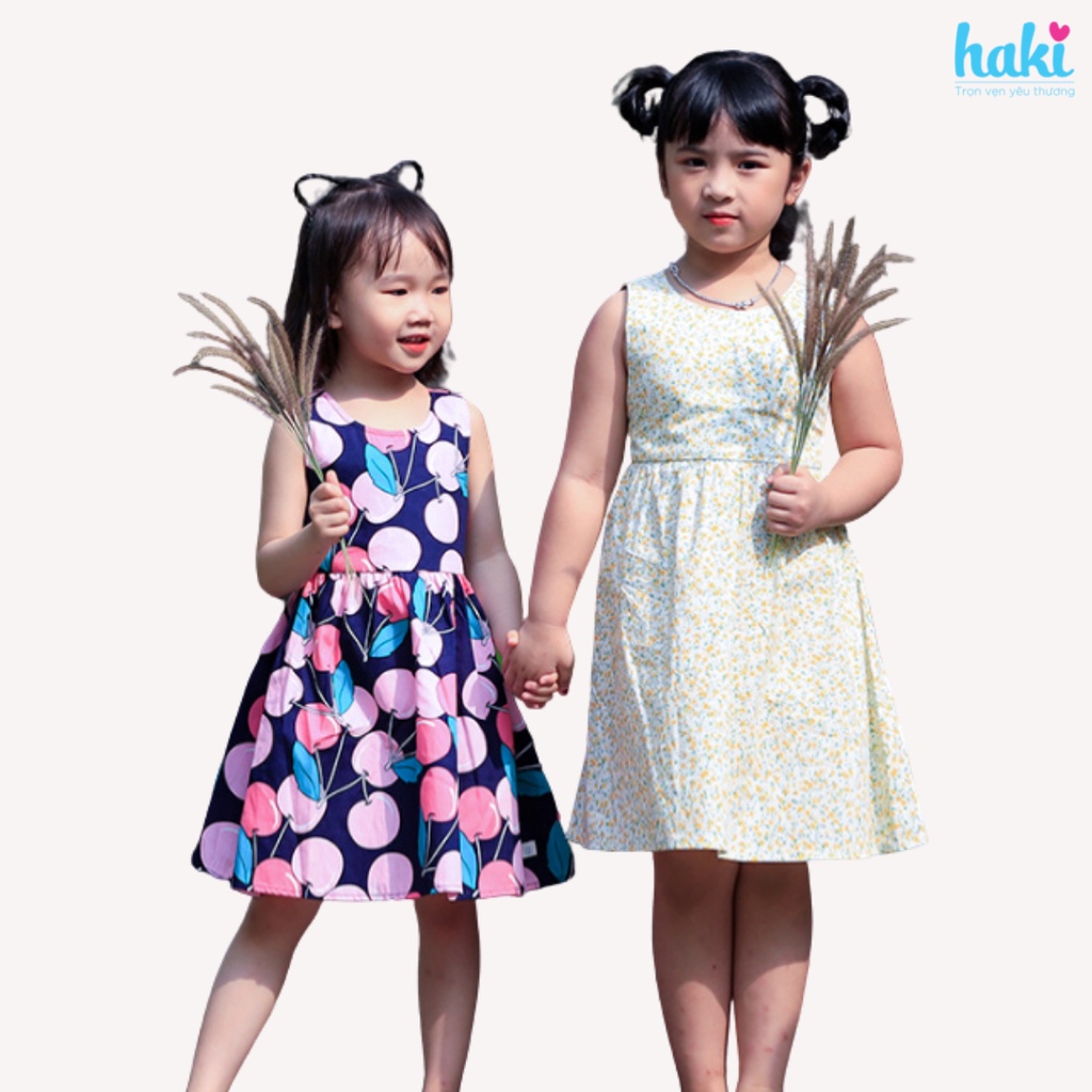 Váy hè cho bé gái khoét lưng, nhún eo Haki HK515