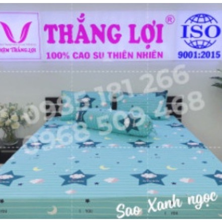 Drap Cotton 100% Thắng Lợi chính hãng Mẫu Sao Xanh Ngọc IN LOGO THẮNG LỢI vệ sinh dễ dàng.
