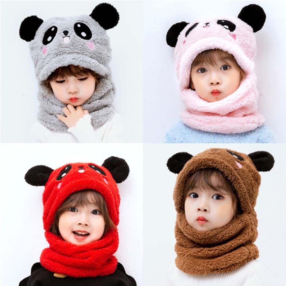 Mũ Len Trùm Đầu Chống Gió In Hình Gấu Trúc Hoạt Hình Dễ Thương