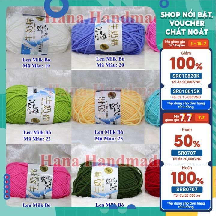 Len milk bò màu 1-50 (cuộn/50g) bảng màu 1