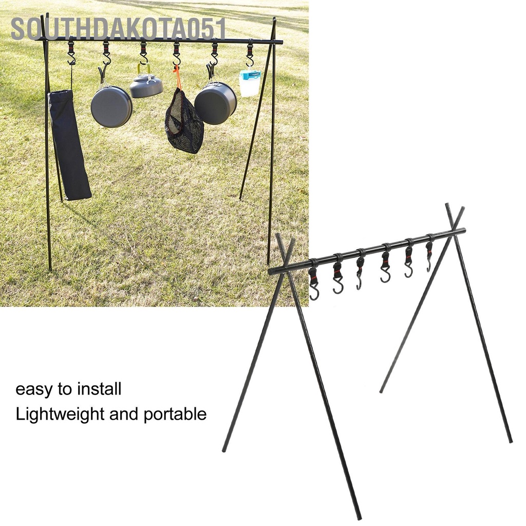 Hàng HOT Giá treo đồ dã ngoại Cắm trại, giá tam giác có thể xếp gọn 6kg Chịu tải Hợp kim nhôm Di động với 6 móc dây【Southdakota051】