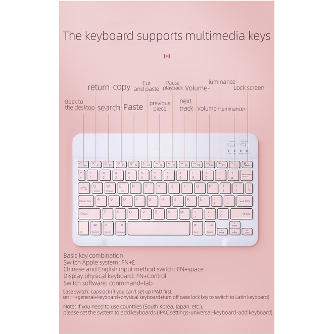 Bàn Phím Bluetooth Không Dây Mỏng Nhẹ 78 Phím 10 inch Thông Dụng Cho iPad / Laptop / Điện Thoại Thông Minh