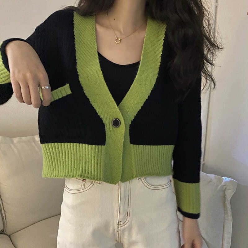 Áo khoác Cardigan tay dài màu sắc độc đáo