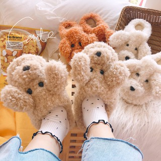 Dép lê phối bông hình chú chó dễ thương thiết kế xinh xắn độc đáo