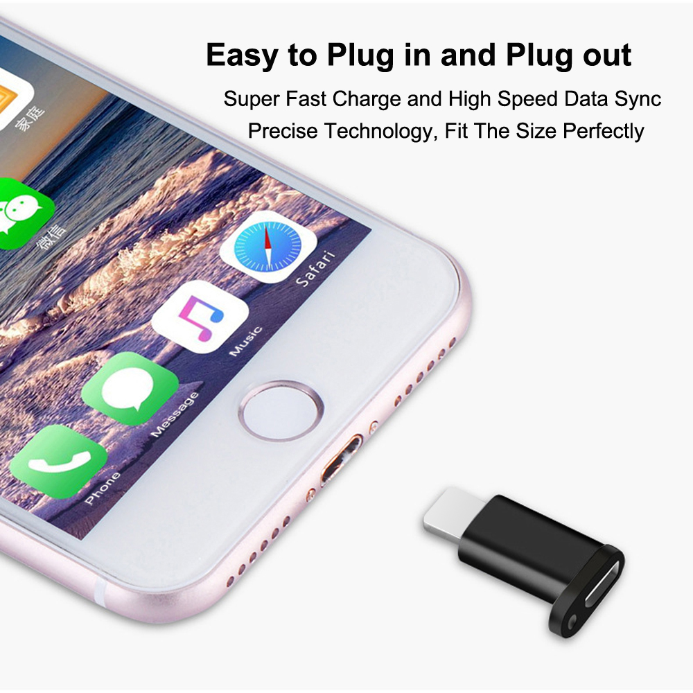 Đầu chuyển đổi cổng Micro USon bóng sang Lightning kèm móc khóa dành cho Iphonex Xs Xr 6 7plus