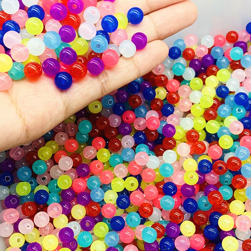 Bộ 50 Hạt Nhựa Nhiều Màu Sắc Kích Thước 8mm Dùng Làm Trang Sức