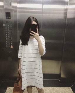 Đầm thun suông sọc ngang