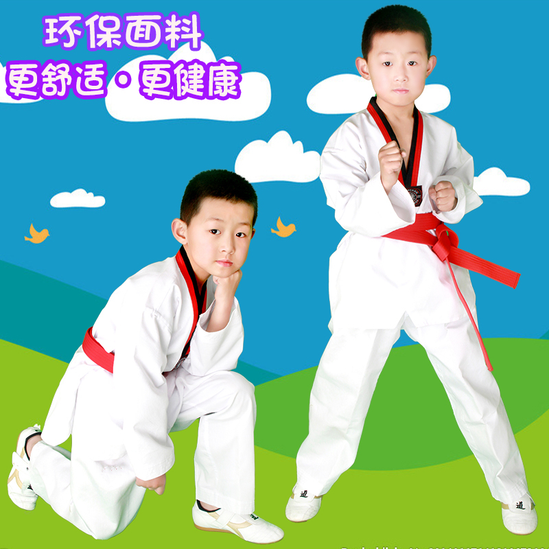 Bộ Đồ Tập Võ Taekwondo Tay Dài Chất Liệu Cotton Dành Cho Người Lớn Và Trẻ Em