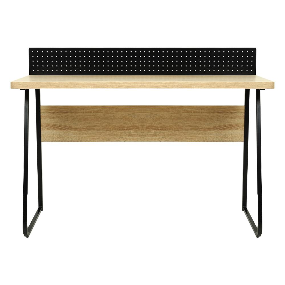 HomeBase FURDINI Bàn văn phòng chân thép mạ màu kết hợp mặt bàn MDF W120xH75xD55 màu gỗ tự nhiên