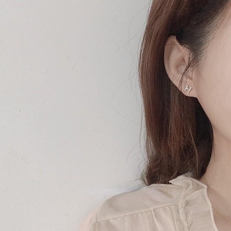 Đôi bông tai hình chữ H đính đá sang trọng thời trang cho nữ