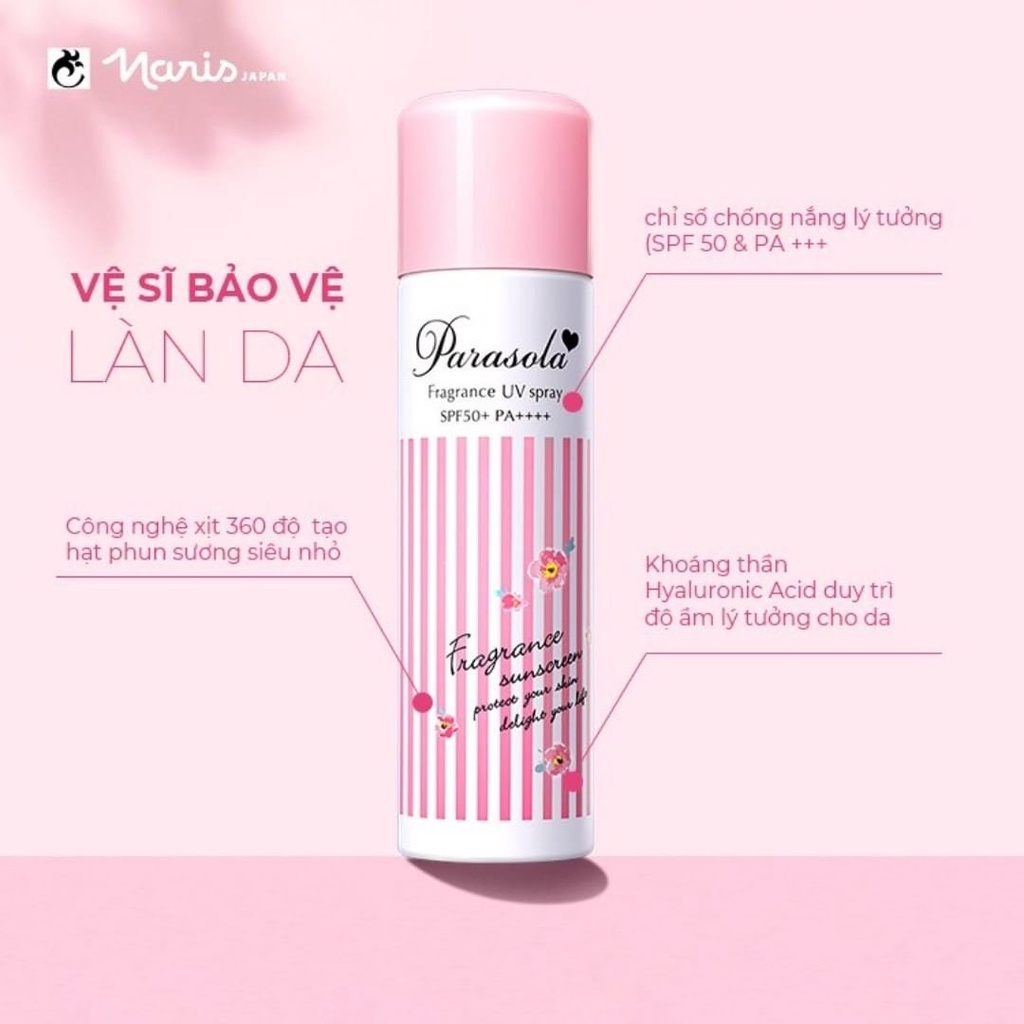 Xịt Chống Nắng Naris Parasola UV Spray SPF50+ PA++++ 90g