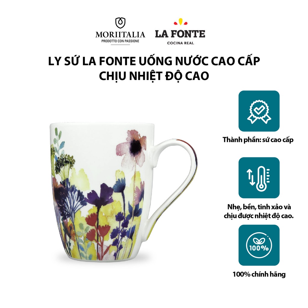 Ly sứ La Fonte uống nước cao cấp chịu nhiệt độ cao Moriitalia 006415-WHI