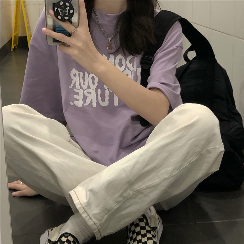 Áo Thun Tay Ngắn Dáng Rộng In Hình Thời Trang Hàn Quốc Cho Nữ