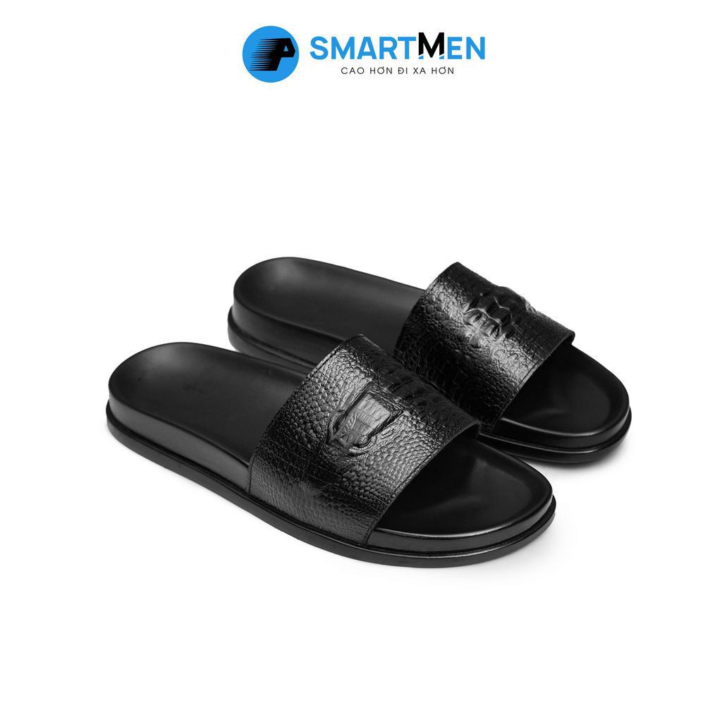 Dép nam quai ngang Da bò cao cấp SMARTMEN DC-03 Đen