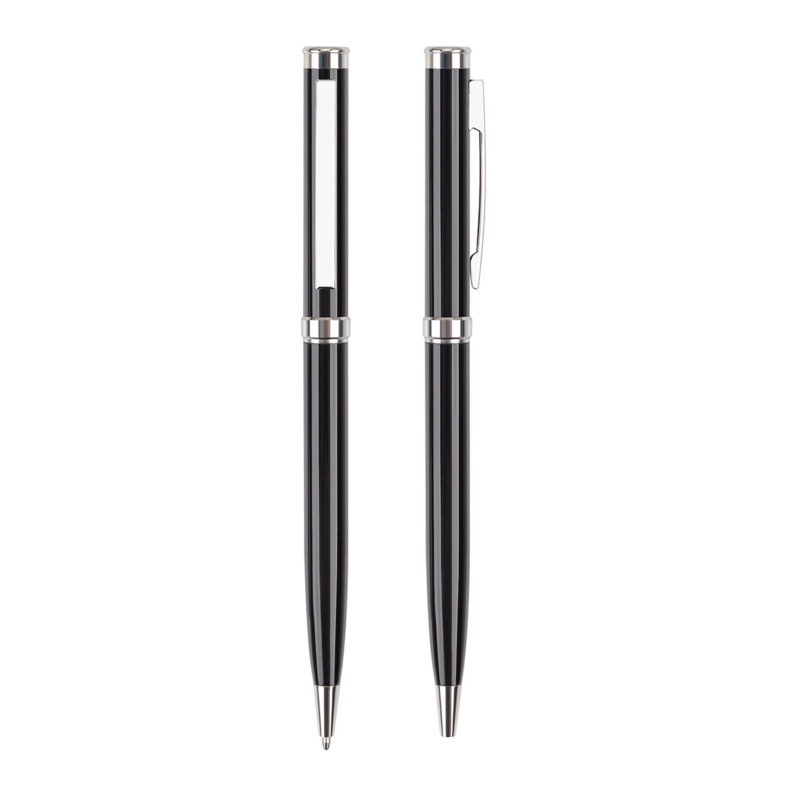 Set 2 Bút Bi Kim Loại Thiết Kế Nhỏ Gọn Tiện Lợi Cho Học Sinh