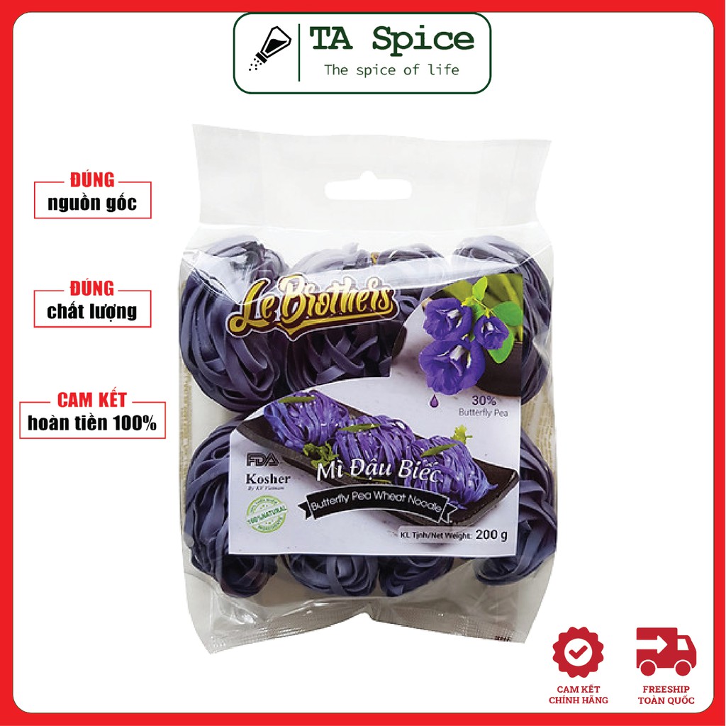 Mì đậu biếc Le Brother - Duy Anh Foods Butterfly Pea Wheat Noodle- Tự nhiên 100% an toàn cho bé ăn dặm, giảm cân KETO