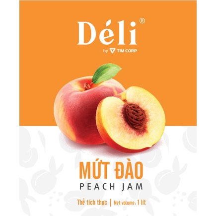 Mứt đào Déli chai 1L [CHUYÊN SỈ] HSD:18 tháng, nguyên liệu pha chế trà trái cây, soda, smoothie hoặc ăn trực tiếp,..