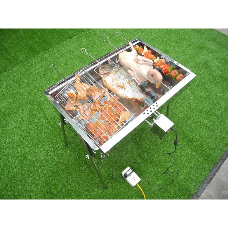 Bếp Nướng Than Tự Xoay BBQ BIGSIZE, Quay Tự Động [Tặng Quạt Khò Lửa]- Bếp Nướng Than Hoa Ngoài Trời Cao Cấp