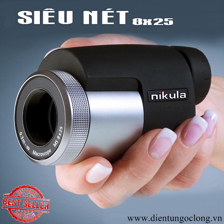 Ống Nhòm Nikula 8x25mm Lăng Kính HD BAK4 Quang Học