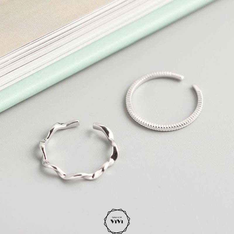 Nhẫn bạc Ý đơn giản, thanh mảnh Carve &amp; Sinki – Nhẫn nữ nhẫn bạc 925 cao cấp ViVi_Gift