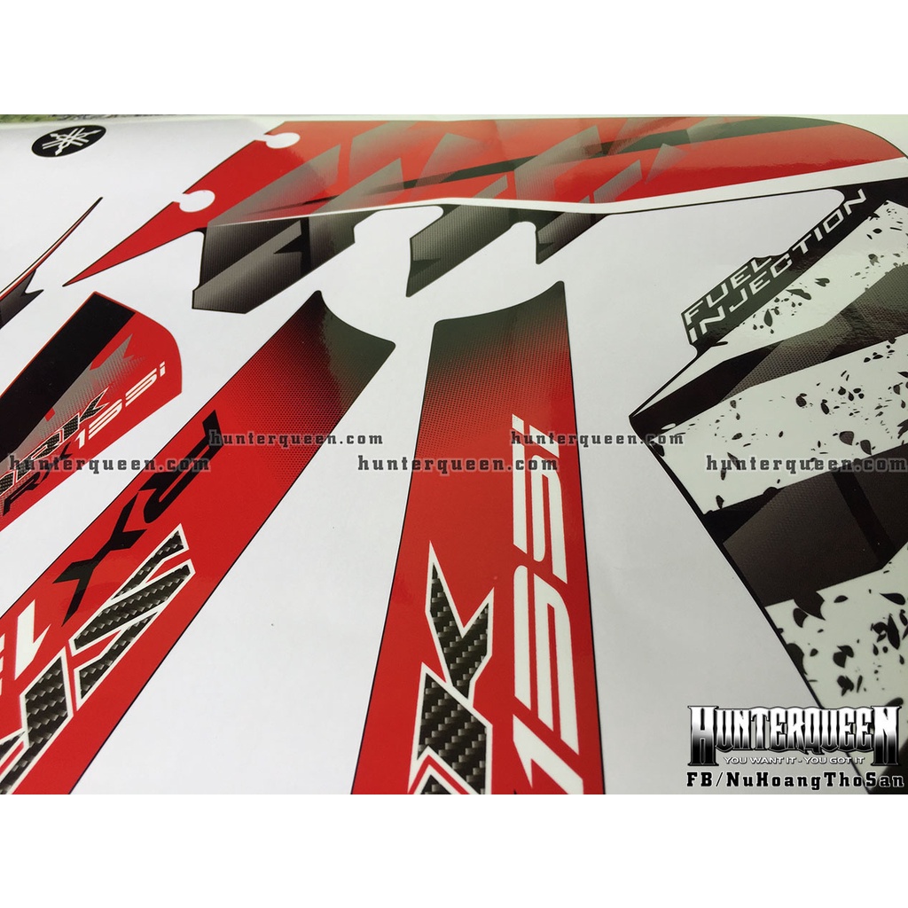 Tem rời dán xe Exciter 135, Spark đen đỏ. Chất liệu decal cao cấp không bay màu