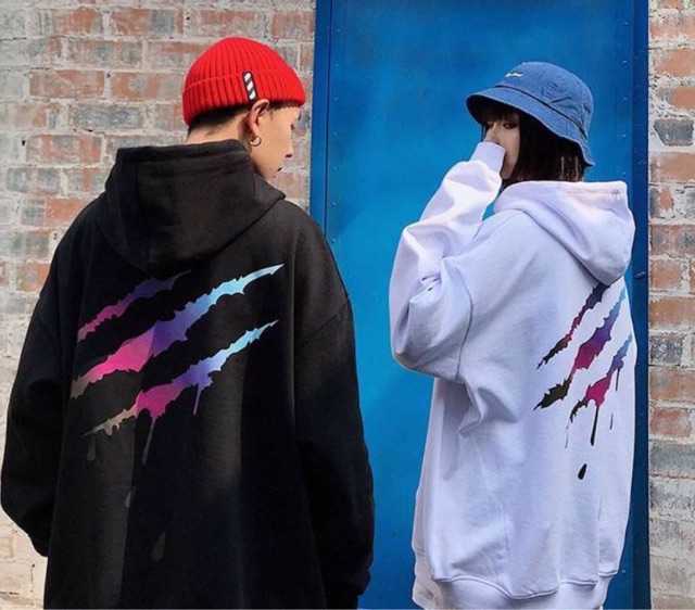 Áo Hoodie trắng đen in hình MÓNG CÀO phản quang sắc nét chất nỉ dày mịn form UNISEX_MYMY UNISEX | BigBuy360 - bigbuy360.vn