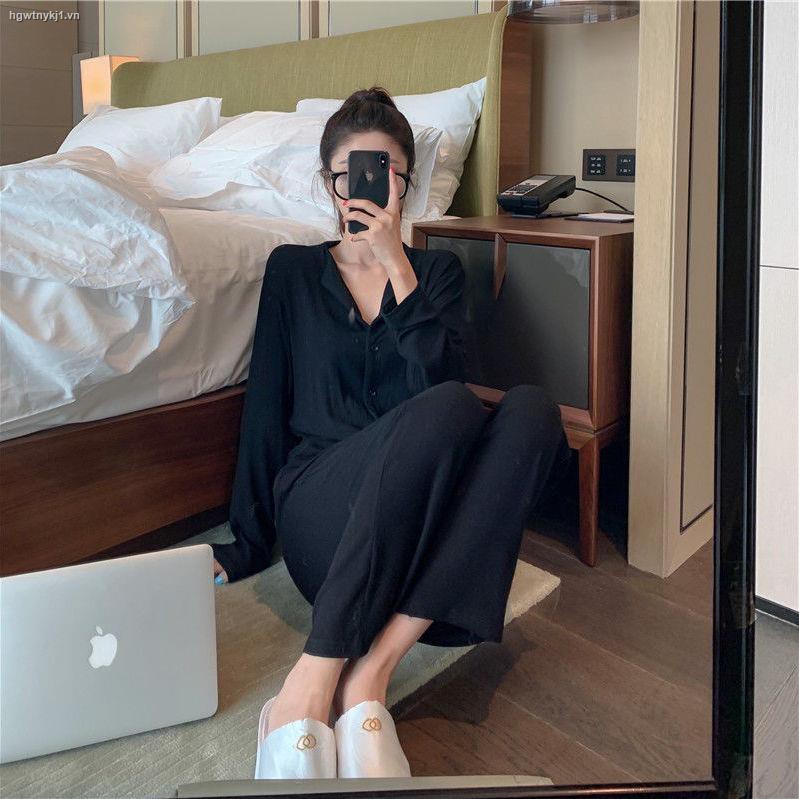 Bộ Đồ Ngủ Pijama Dáng Rộng Kiểu Hàn Quốc Thời Trang Xuân Thu 2021