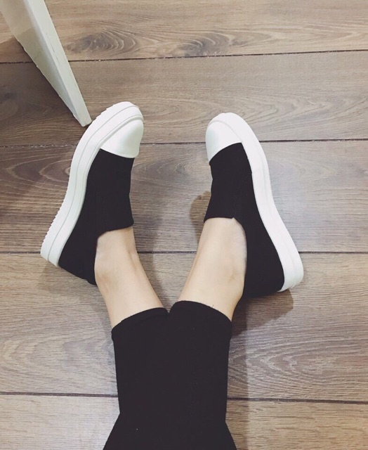 Giày lười Rick Owen mũi trắng đế 2cm | BigBuy360 - bigbuy360.vn
