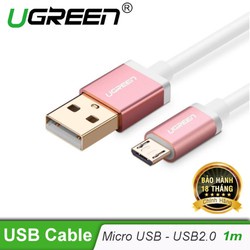 Dây cáp sạc Micro USB Chính Hảng Ugreen 10829 US134 (chân Mạ Vàng,đầu hợp kim nhôm dài 1met)