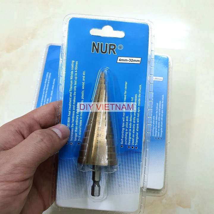 Mũi khoan tháp TITANIUM chuôi lục giác NUR cao cấp (tùy chọn kích thước) (Mũi khoét tháp)