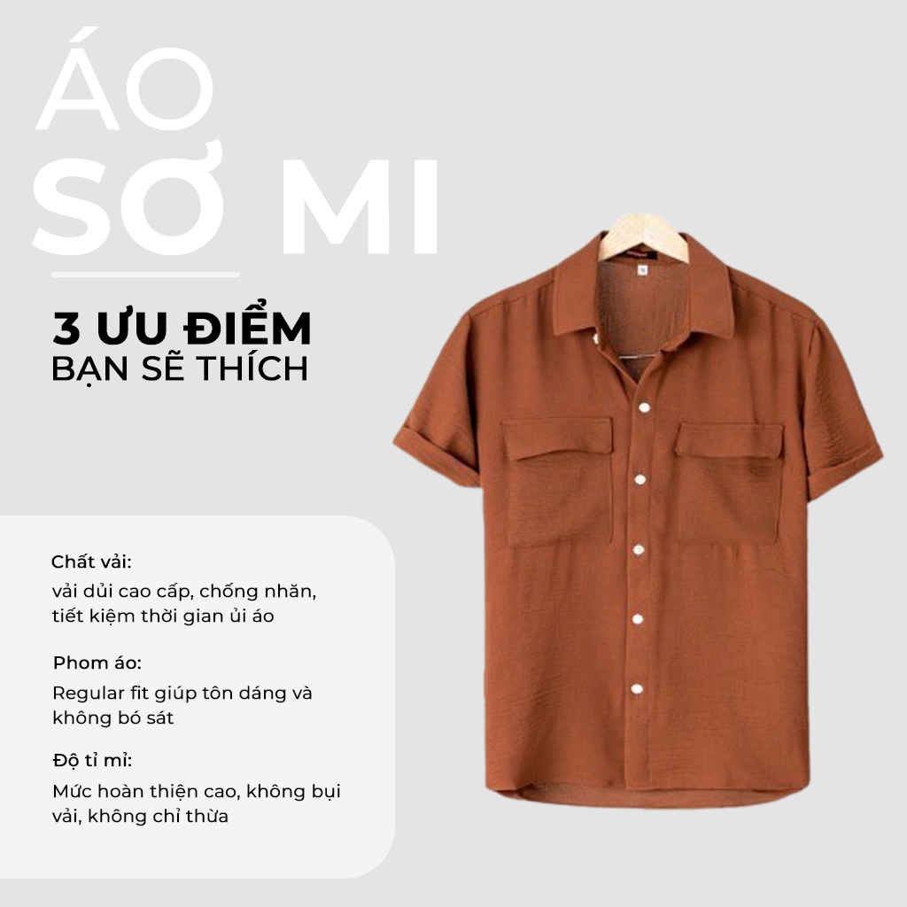Áo Sơ Mi Nam Ngắn Tay Nam Hàn Quốc, Có Kiểu Áo Sơ Mi Đẹp - Basic Boutique SM611