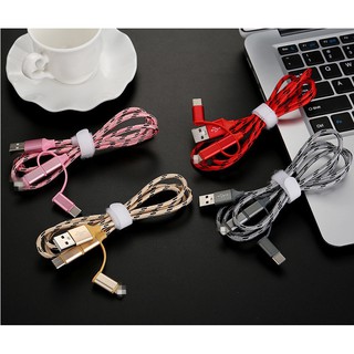 Cáp sạc đa năng 3 in 1 dây dù MICRO/LIGHTNING/TYPE-C