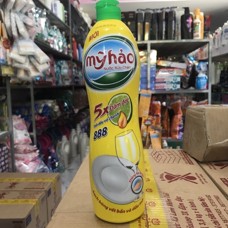 Nước rửa chén Mỹ Hảo 5X đậm đặc tinh dầu vỏ chanh chai 750g