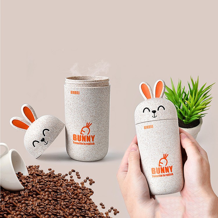 HCM - Bình nước lúa mì thỏ Bunny siêu kute 300ml